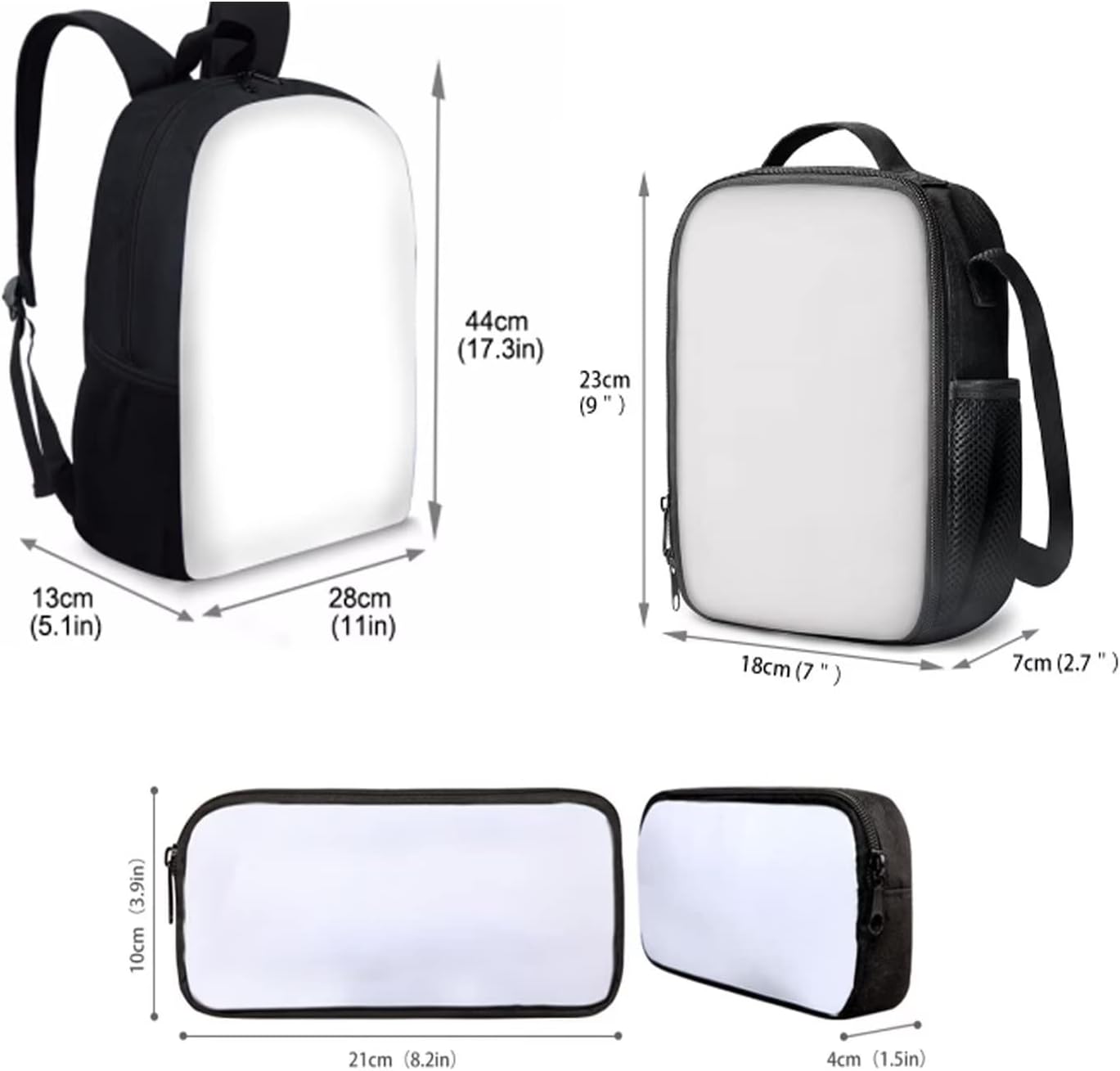 Modysero Novelty Custom Girls Backpack Set for Elementary School Lightweight 17 Inch Kids Book Bag Fish Ocean Black Floral Outdoor Travel School Backpack Large Capacity Lunch Bag Pencil Case