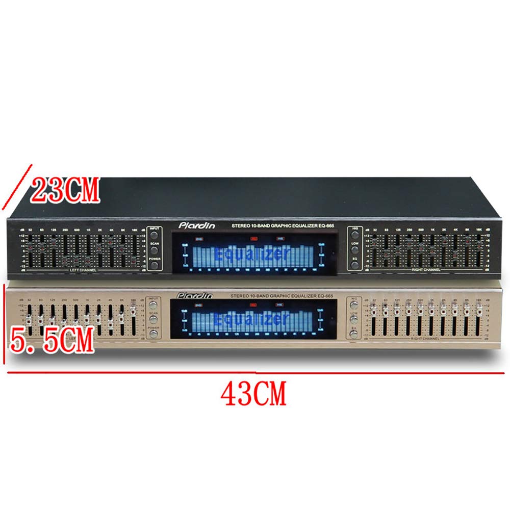 220V EQ665 Hifi Equalizzatore Domestico, Doppio Regolatore Stereo a 10 Bande Per Alti E Bassi Con Bluetooth Incorporato (Nero)