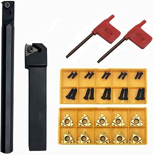 Zouzimin 1/2" SNR0013M16 Internal + 5/8" SER1616H16 External Threading Tool Holders, 10pcs 16ER/IR AG60 Carbide Inserts + 20 Screws Kit
