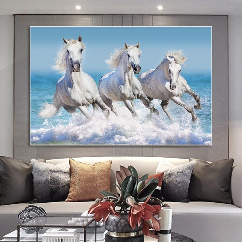 Amazon.co.jp: スアンハオ 走っている白い馬キャンバスポスターアハ