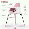Baybee 4 In 1 Nora Convertible High Chair For Kids With Adjustable Height And Footrest, Baby Toddler Feeding Booster Seat With Tray, Wheels, Safety Belt And Cushion For 6 Months To 4 Years (Pink)