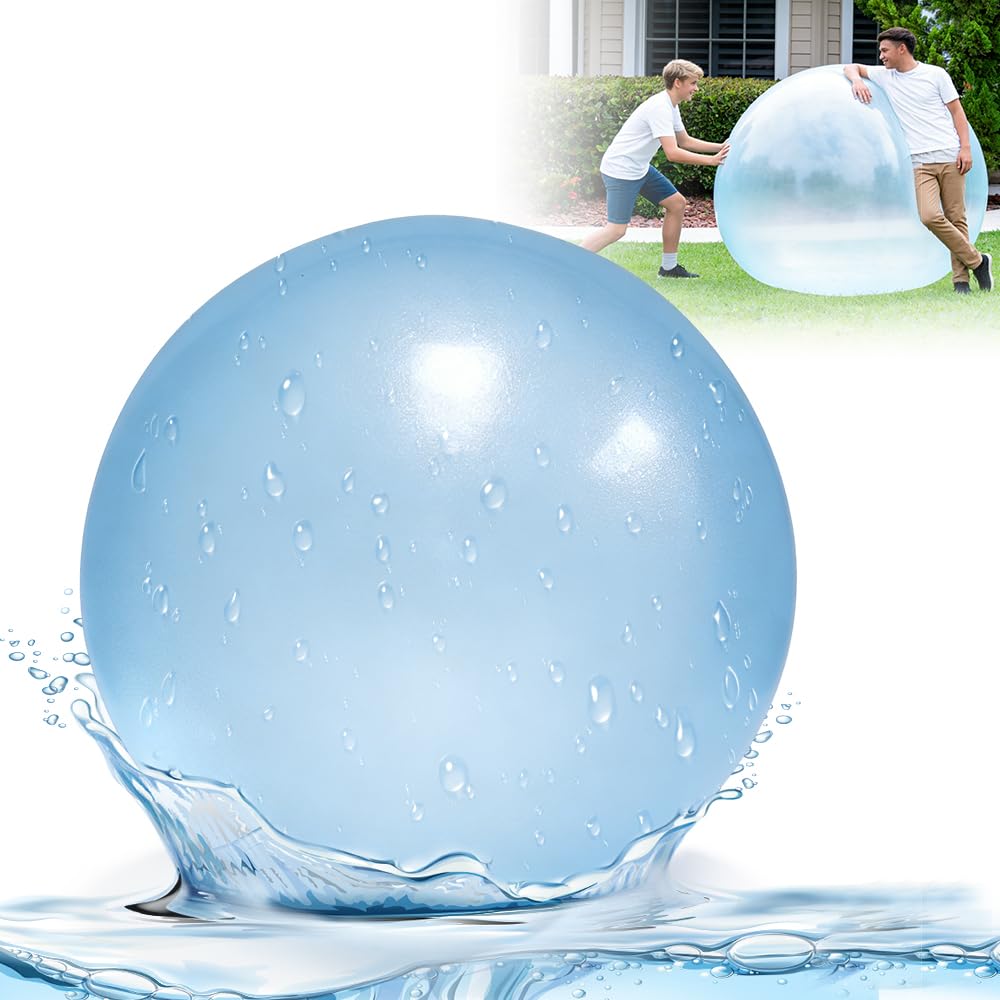 Gigantyczne nadmuchiwane balony, HOVCEH 120 cm, gigantyczny nadmuchiwany balon, przezroczysta nadmuchiwana piłka do bańki z TPR na plażę, do ogrodu (niebieski)