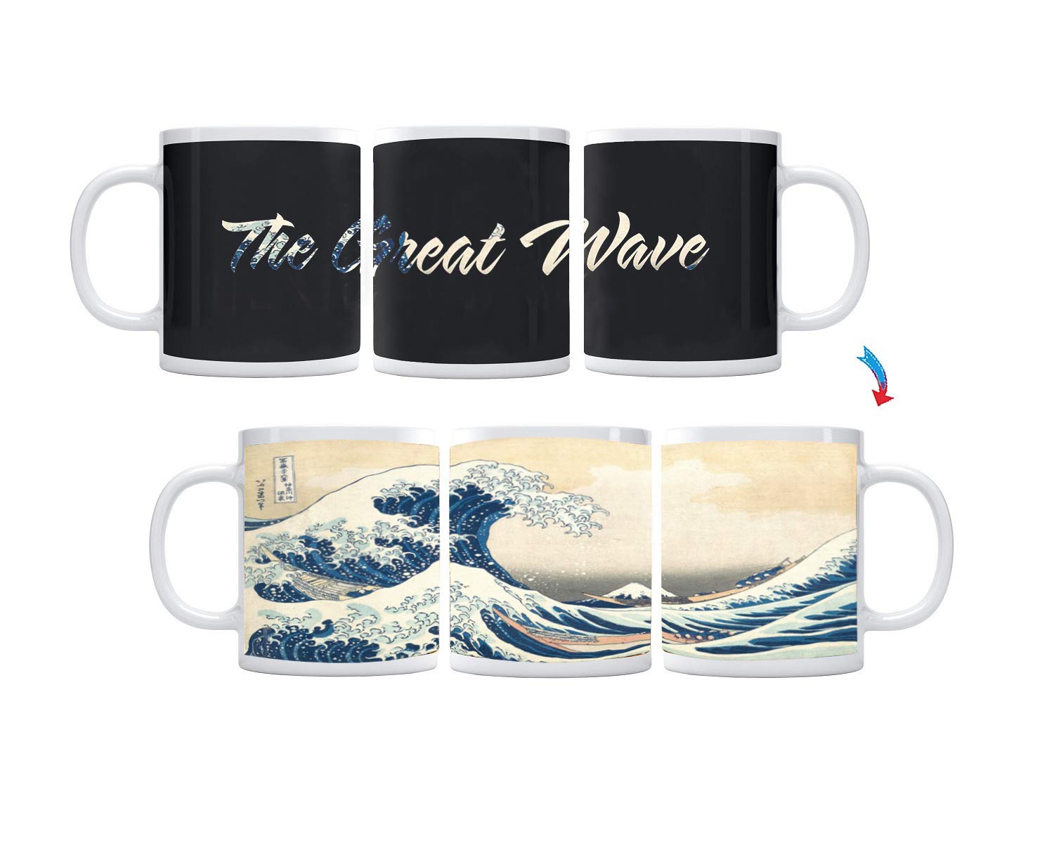 Sunkiss Unlimited Color Changing! The Great Wave ThermoH Exray Ceramic Coffee Mug