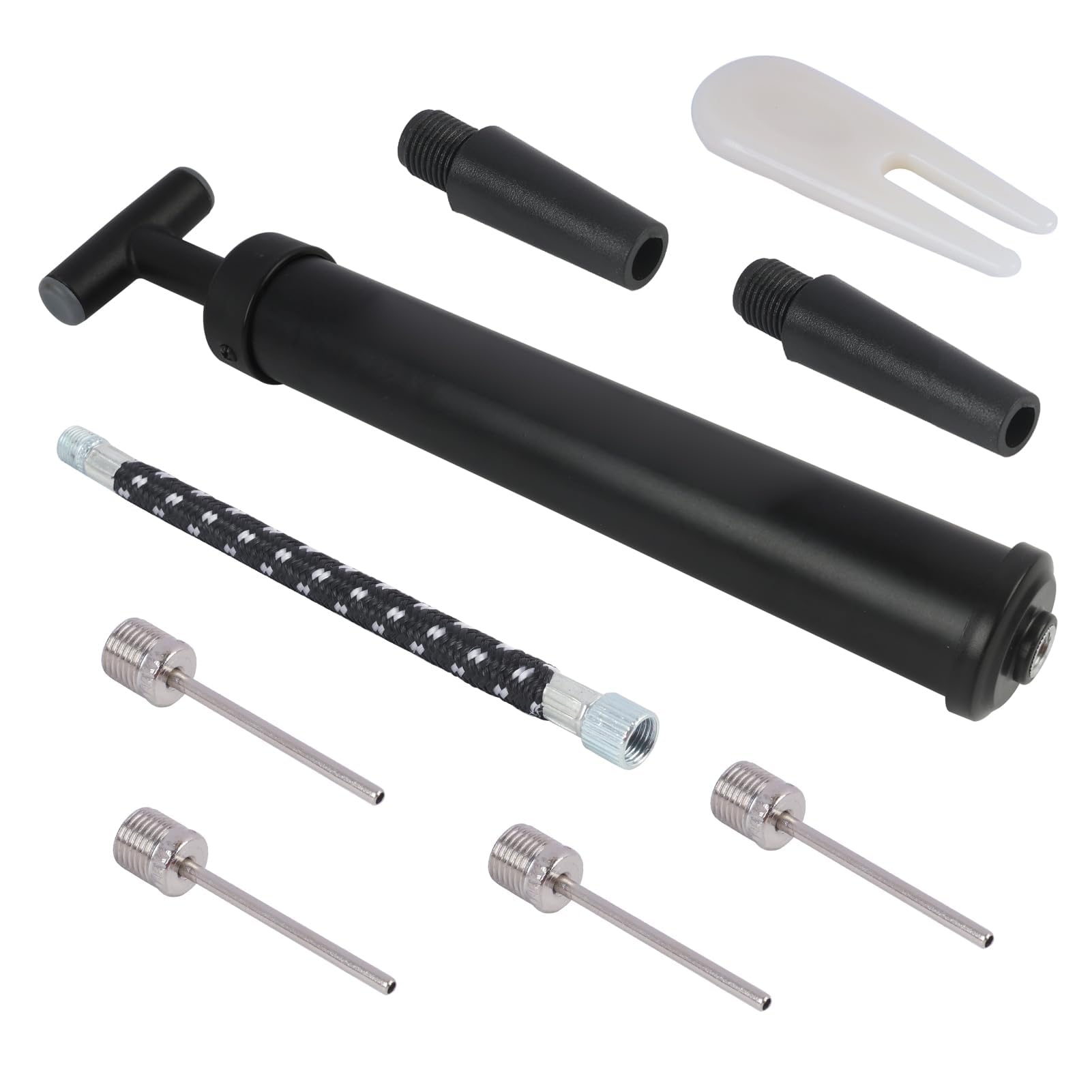 Bomba infladora de Bolas,Agujas para Bomba de Fútbol, Bomba de Pelota Portátil con 4 Agujas, Boquilla, Manguera de Extensión y Bolsa,para fútbol, Rugby, Voleibol, Baloncesto, Balonmano, Globo