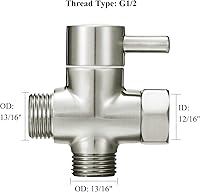 Vista 3 de Válvula de desviación de ducha de 3 vías de latón macizo G1/2 (níquel cepillado)