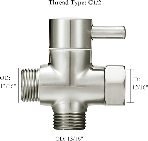 Miniatura 3 de Válvula de desviación de ducha de 3 vías de latón macizo G12 (níquel cepillado)