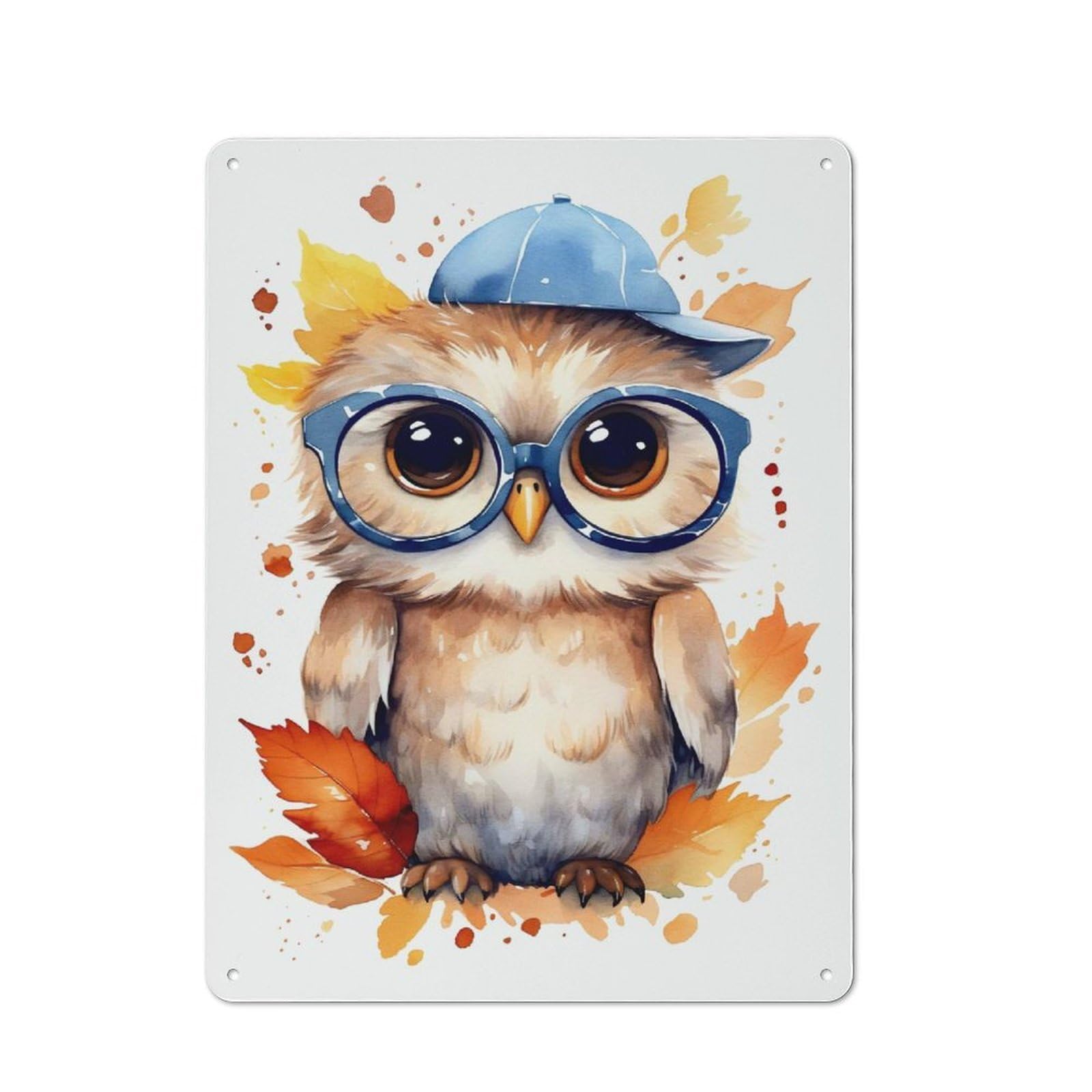 Everyday Cute Baby Owl Metal Gift Sign 40x30cm, Room Wall Plaque for Home, Shop, Pub Or Studio Wall