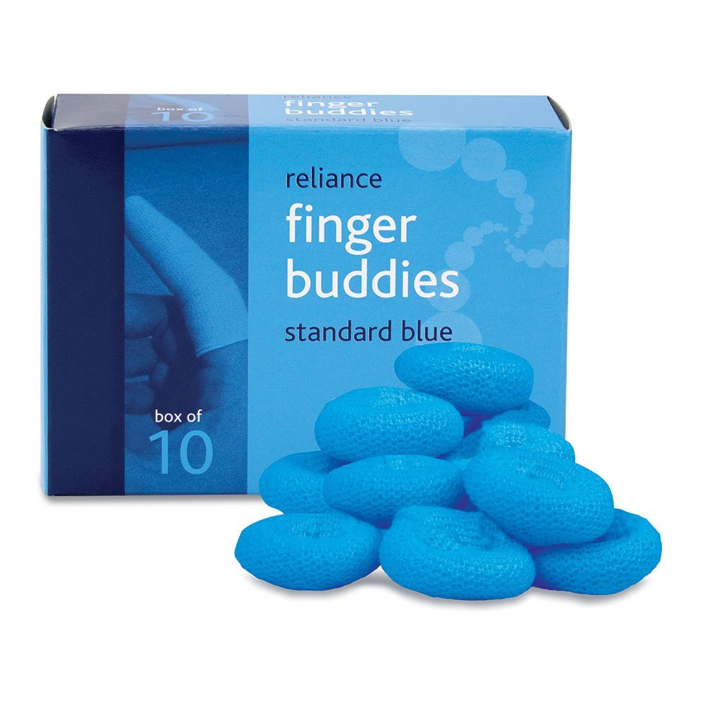 Reliance Medical Finger Buddies Standard Bandage Box - Stainless Steel Essential Accessory for Elasticated Bandage Ideal for Food Environments, Blue (Pack of 10)