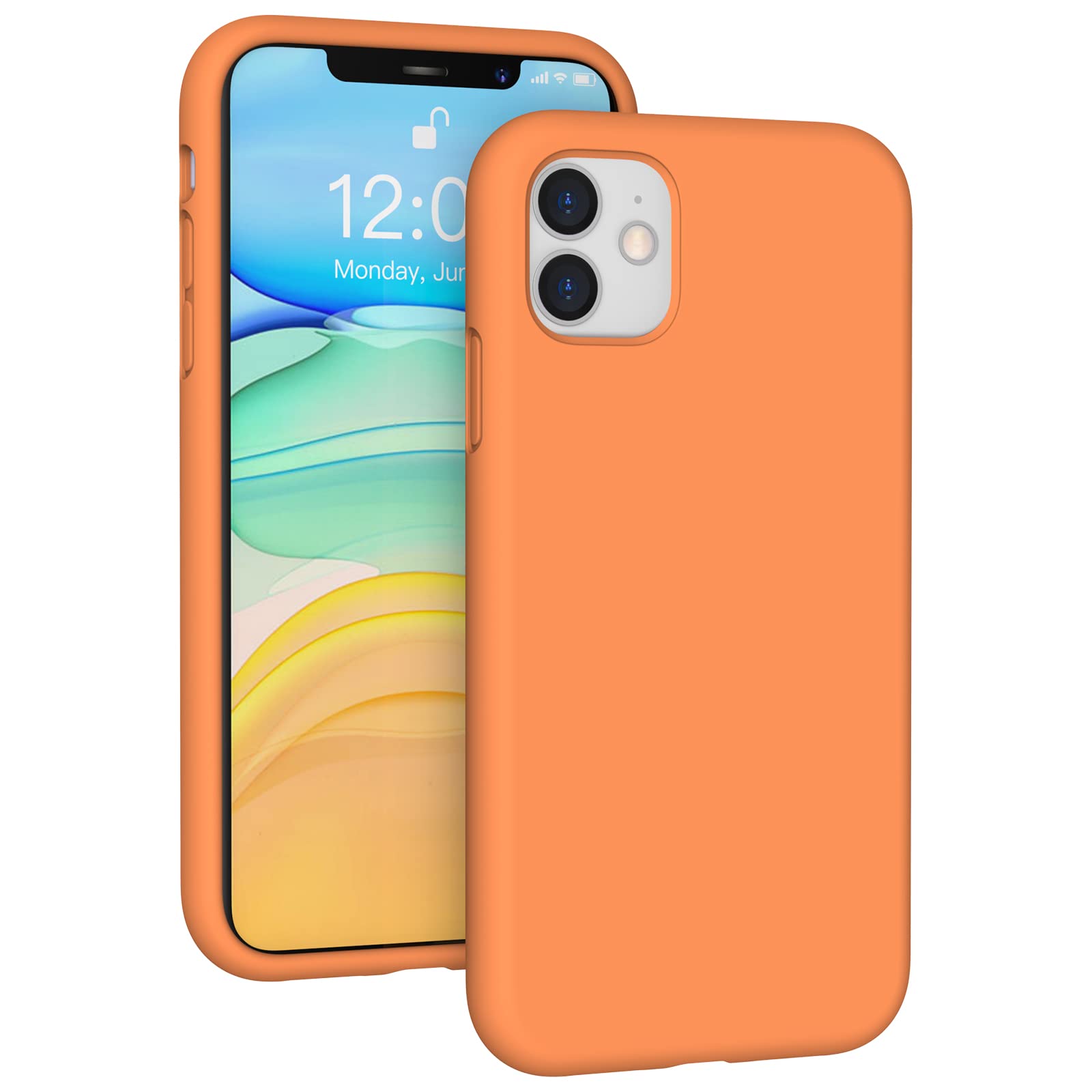 Coque iPhone 11 en silicone liquide orange avec doublure microfibre - 8