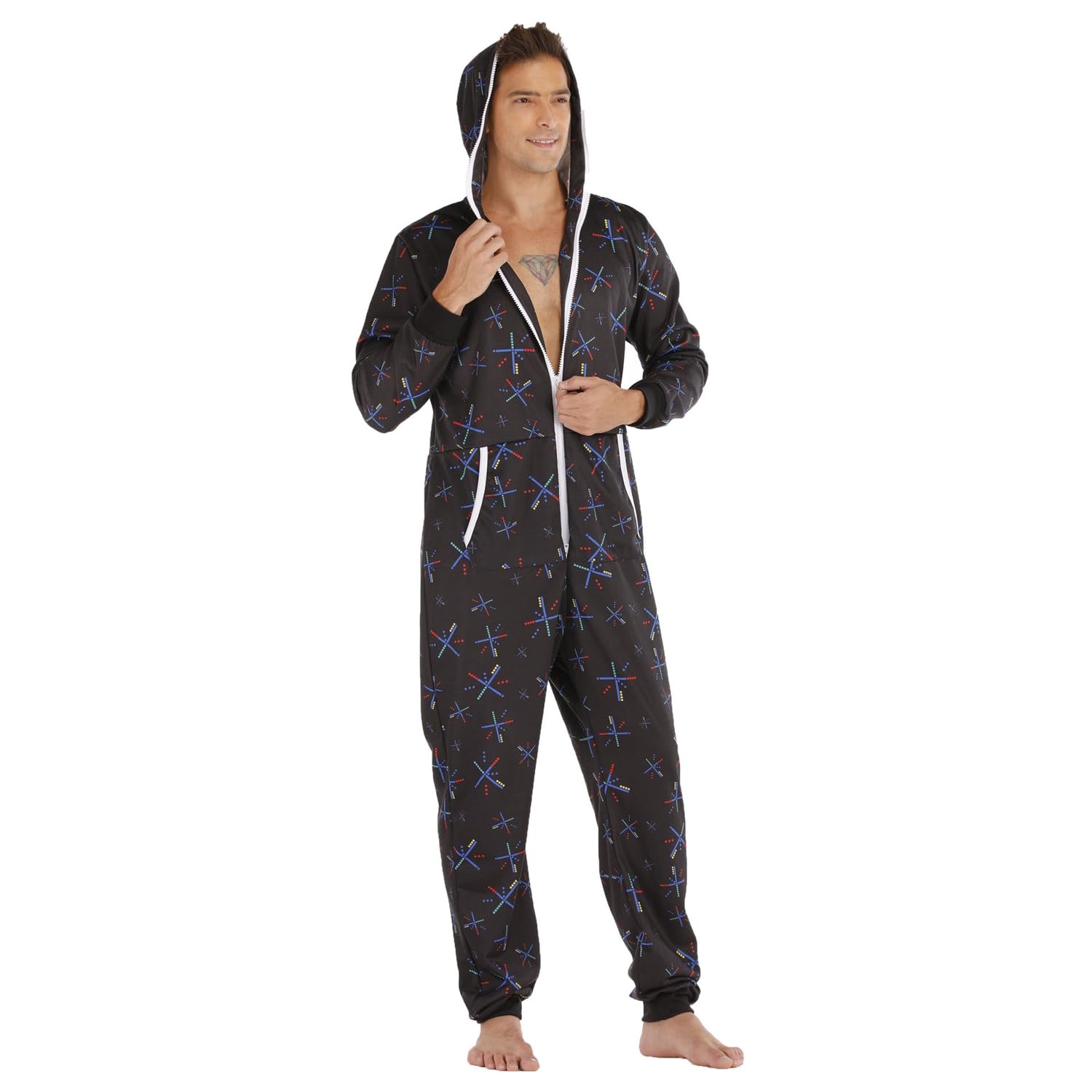 Piżama Onesie Męska Miękka Miękka Wygodne Kombinezon, Jednoczęściowa Piżama