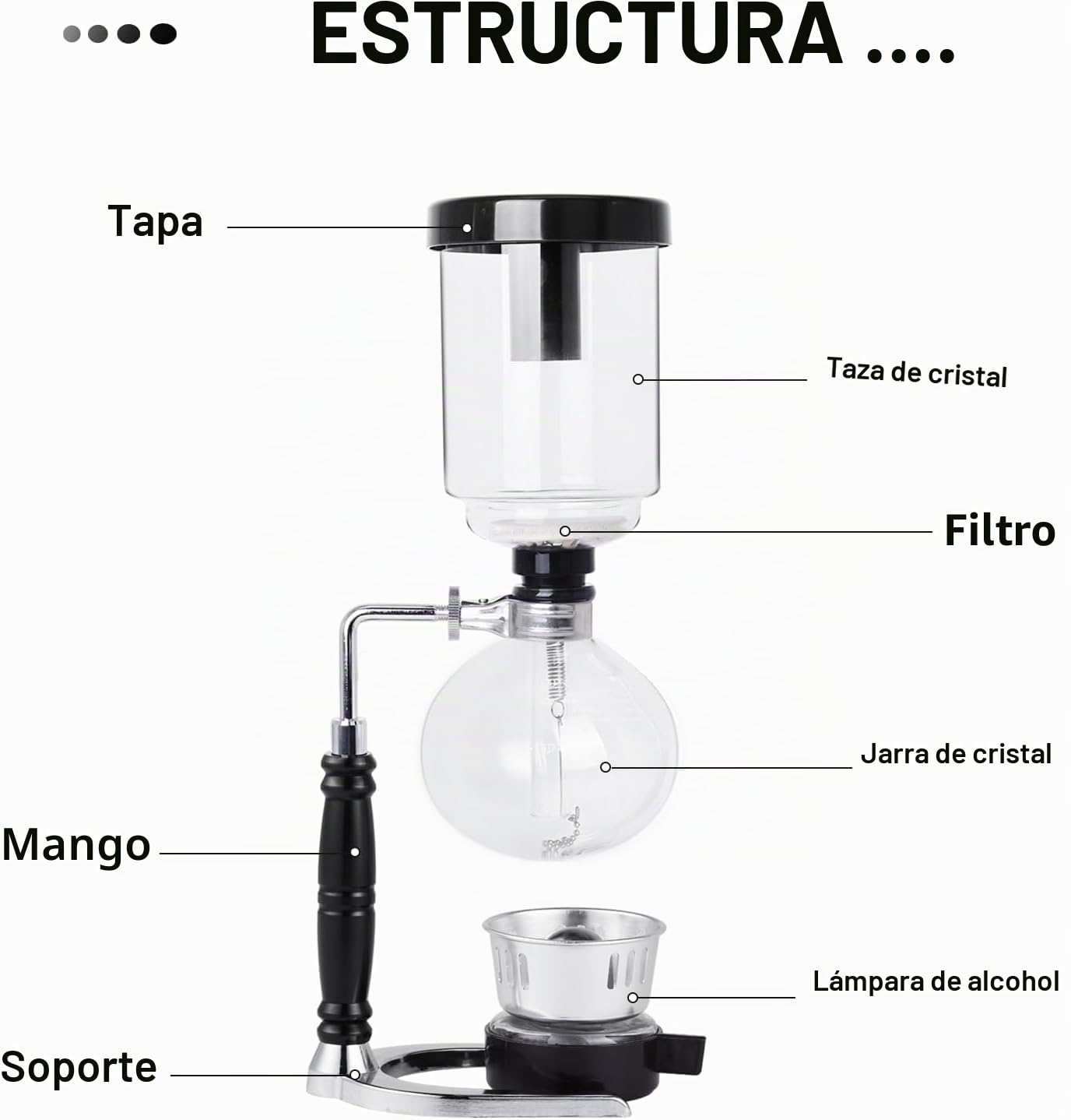 YUCHENGTECH Cafetera de Sifón,vidrio，5 tazas (600 ml)