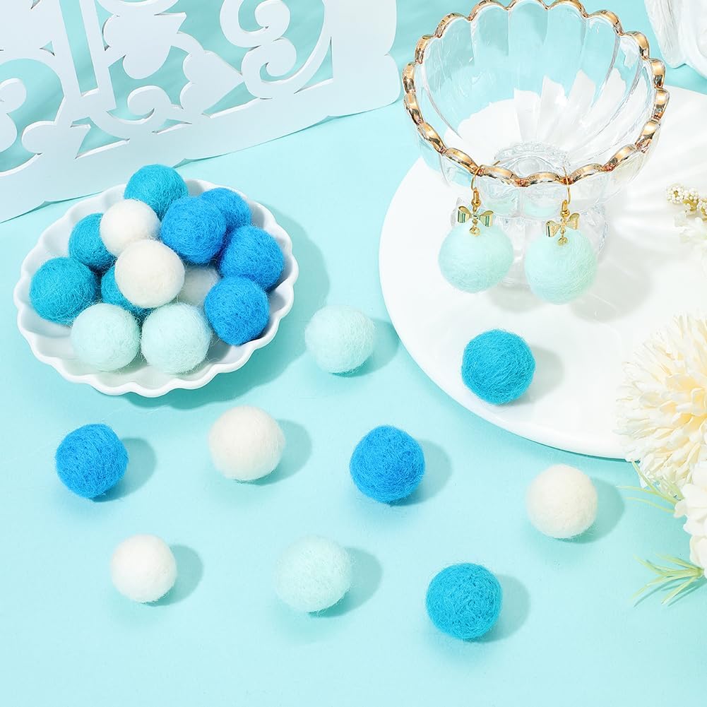 SUNNYCLUE 40Pcs 4 Colors Blue Pompom Balls Wool Pom Poms 2cm Soft Felt Fluffy Fuzzy Round Decoration Small Pompoms Puff Ball for DIY Arts Creative Crafts Projects Holiday Parties Home Accessories