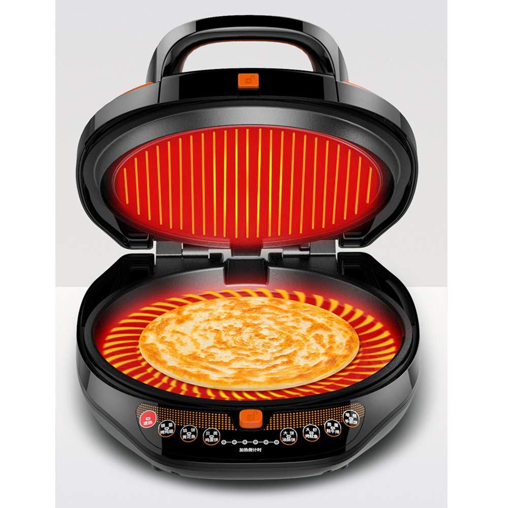 Red Eléctrica for Hornear Pan, 1200w Plegable Inteligente Pancake sartén, Hogar de Doble Cara de Calentar cafetera eléctrica Crepe, Desmontable y fácil de Limpiar