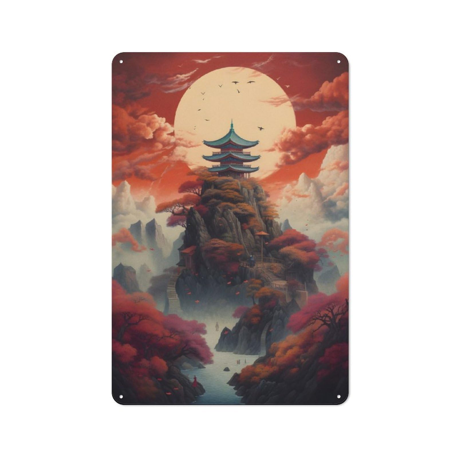 Junmoney Fantasy Moonlight Japan 07 Tin Sign 30X20cm For Workshop Wall, Rustic Wall Decor, Suited To Workshop Decor Fans