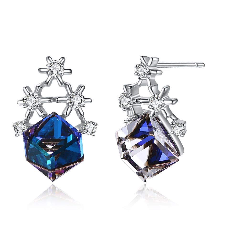 Boucles d'oreilles Noël argent 925 : le cadeau personnalisé en cristal carré - 2