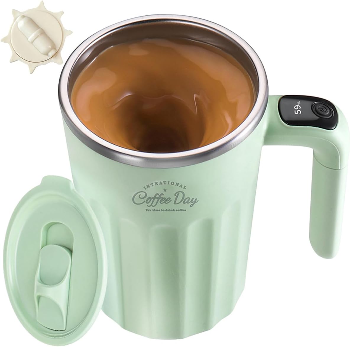 Self Stirring Mug,Self Stirring Coffee Mug,Suitable for Coffee, Milk, Cocoa and Other Beverages,Insulated bottle (Blue, 12 Ounces)