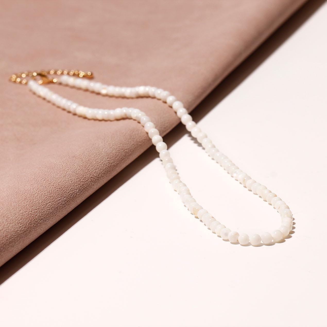 Simple Choker Necklace for Women Real Stone and Crystals Necklaces 4mm Beaded Choker Jewelry Meditation Gift for Women (16"+2") - Image 8