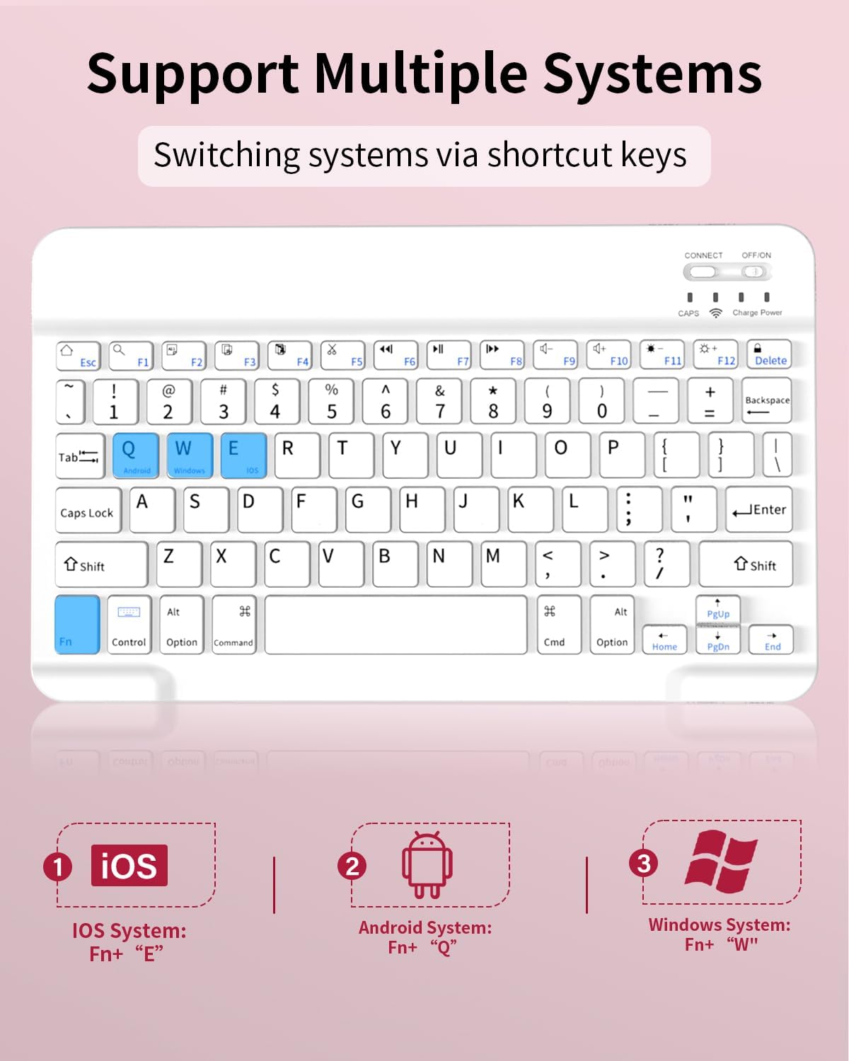 for iPad (A16) 11th/10th Generation Case with Keyboard 11/10.9 inch (2025/2022), Detachable Wireless Bluetooth iPad Keyboard Case Thin & Light with Built-in Pencil Holder, Pink - Image 5