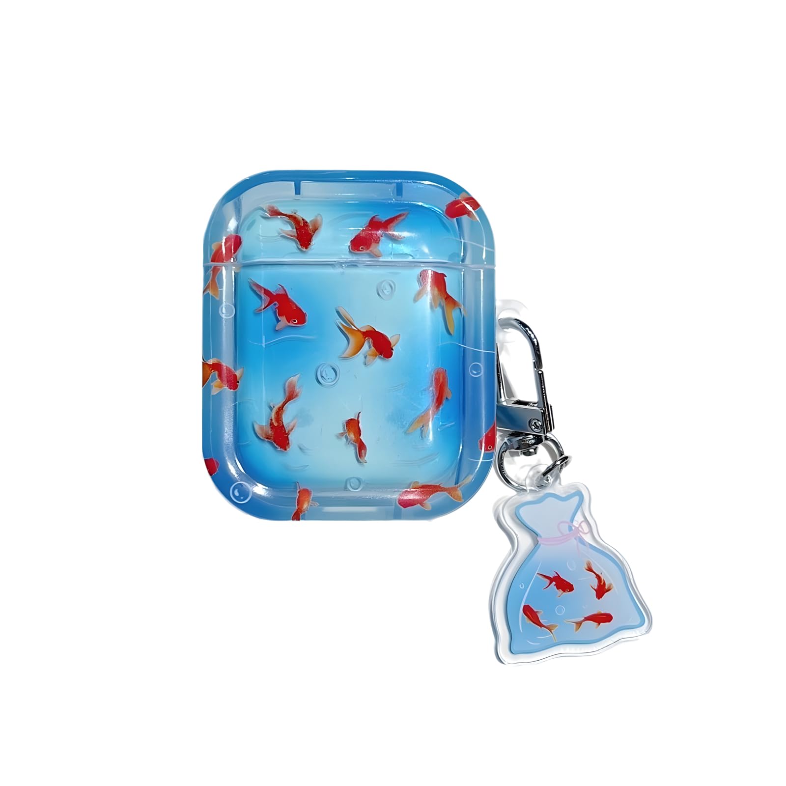 Rertnocnf Case Compatible with Airpods 1 & 2, Cute Fish Pattern Portable Earbuds Accessories Soft TPU Wireless Earphone Shockproof Protector with Fish