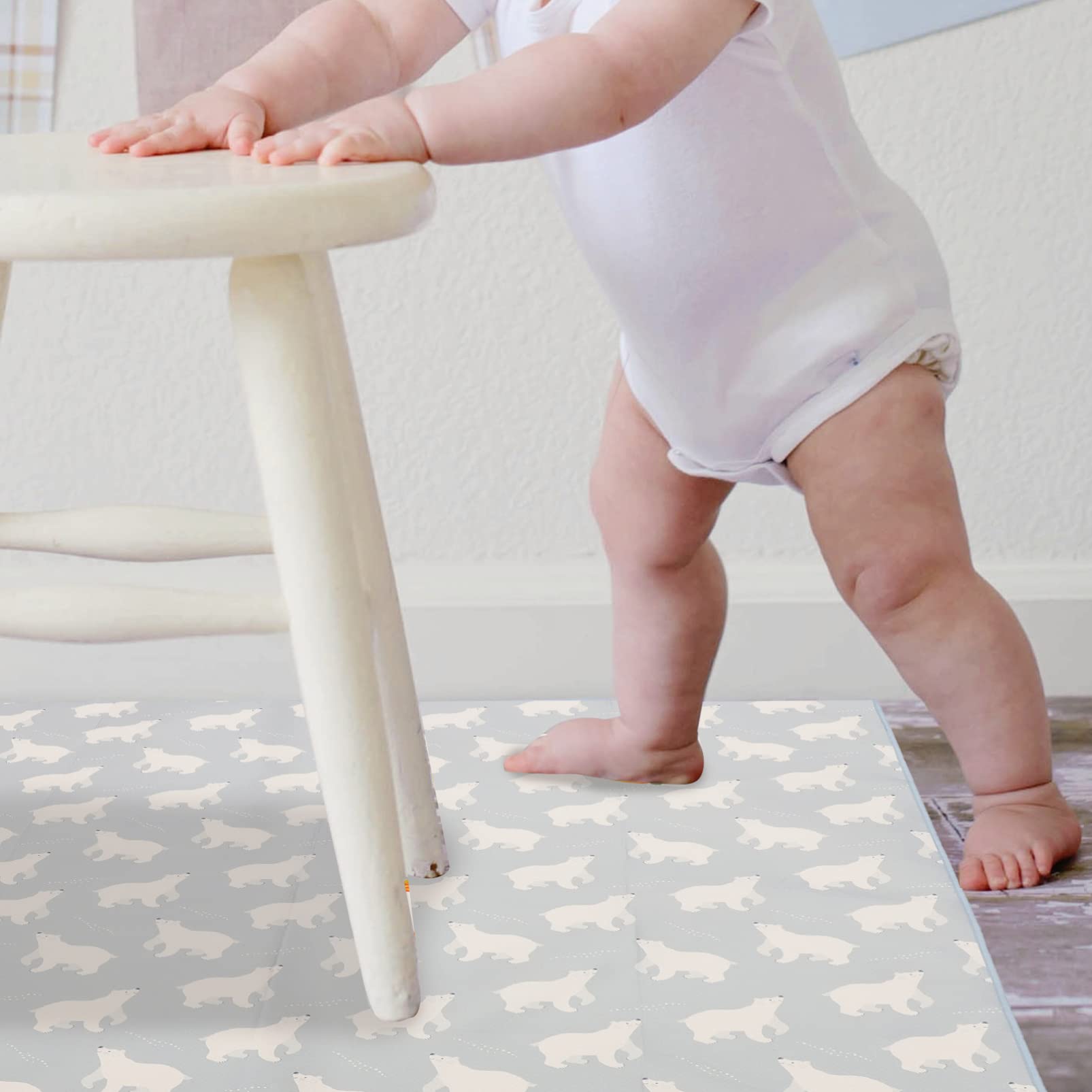 Tapis de Chaise Haute Antidérapant pour Bébé, Polyester Lavable