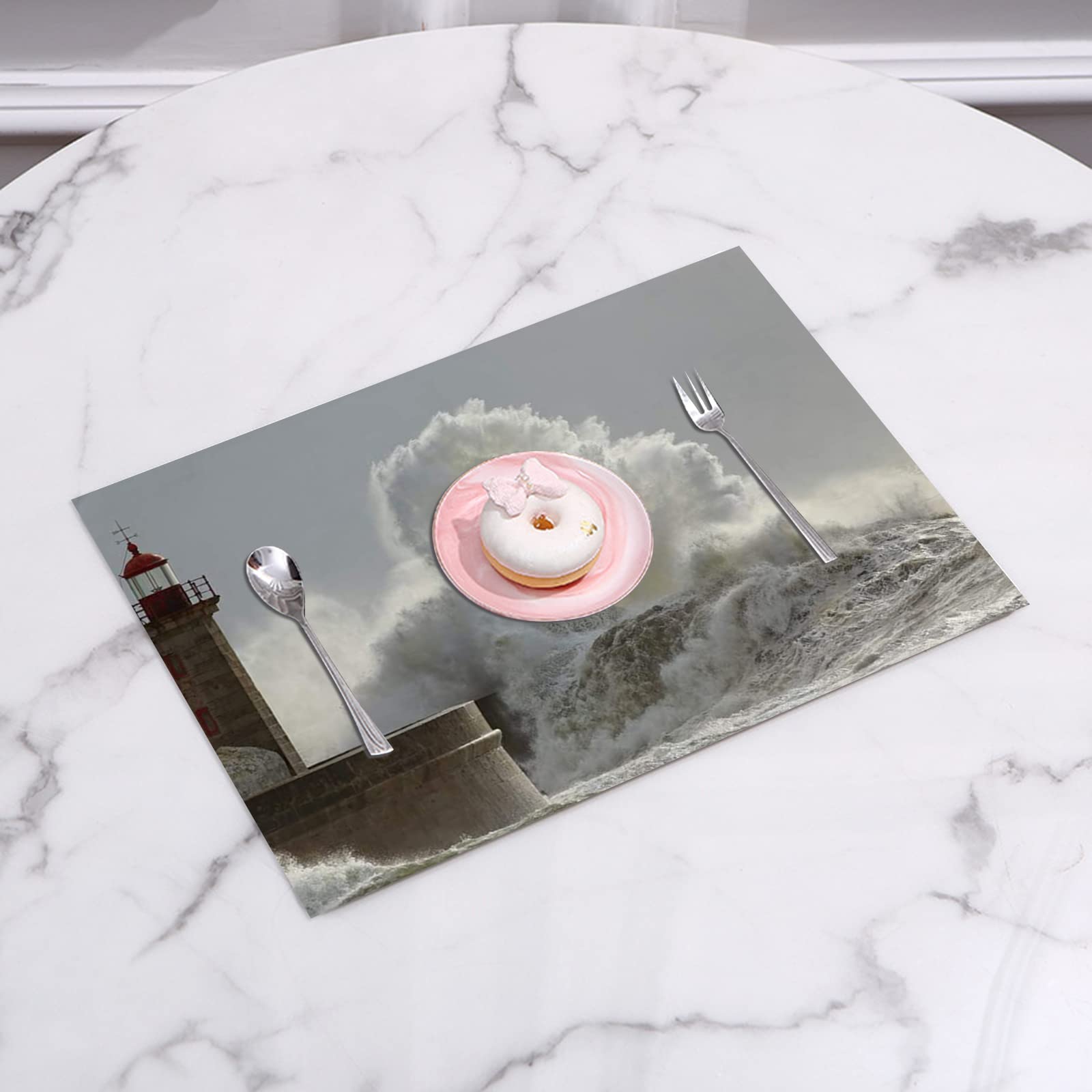 Set Di 4 Tovagliette Porto Al Tramonto Portogallo - 39,5x28,5 Cm, Fondo In Gomma Antiscivolo