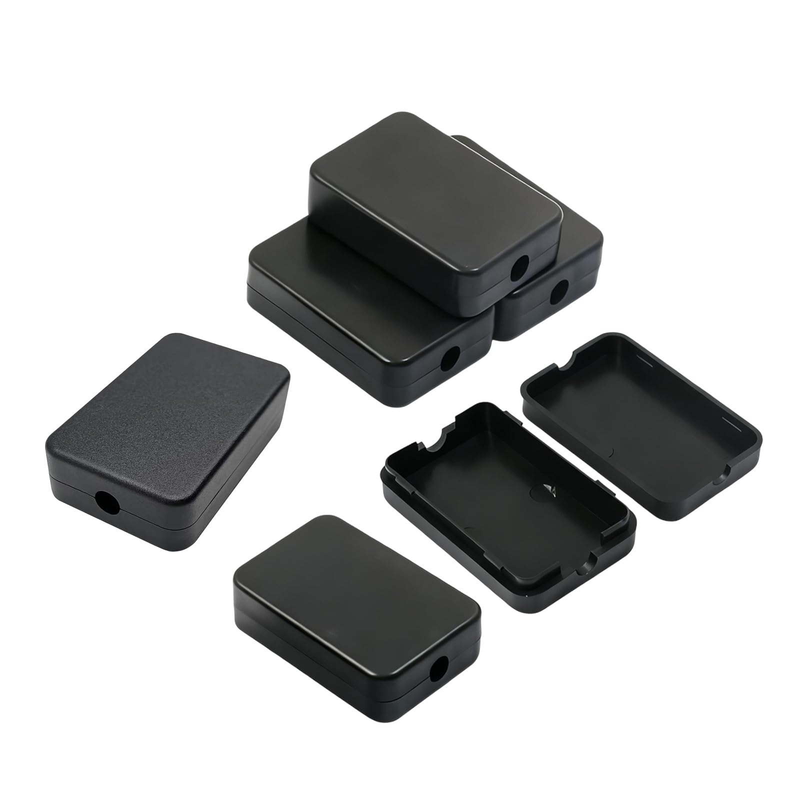 6 Pcs Black ABS Electronic Junction Boxes Snap-Fit Project Enclosure Cases