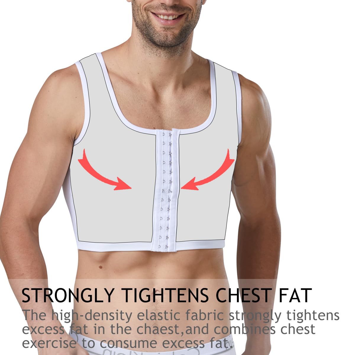 Hombres Corsé compresión Plana Chest Binder Flat Esconder ginecomastia Compresión para Adelgazar, Camiseta de Tirantes para Entrenamiento
