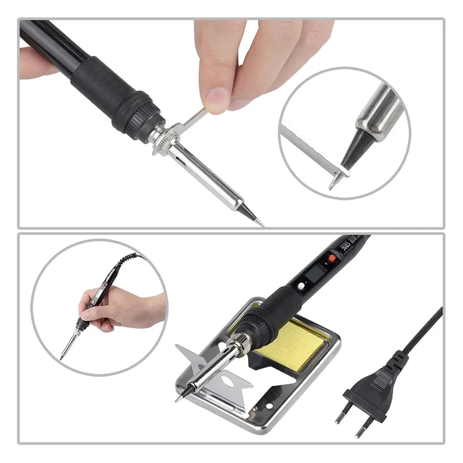 Kit De Fer À Souder Électrique 80W, Ensemble D'outils Soudage Température Réglable, Flux Soudure, Pointes, Station Travail Chauffage PréCis
