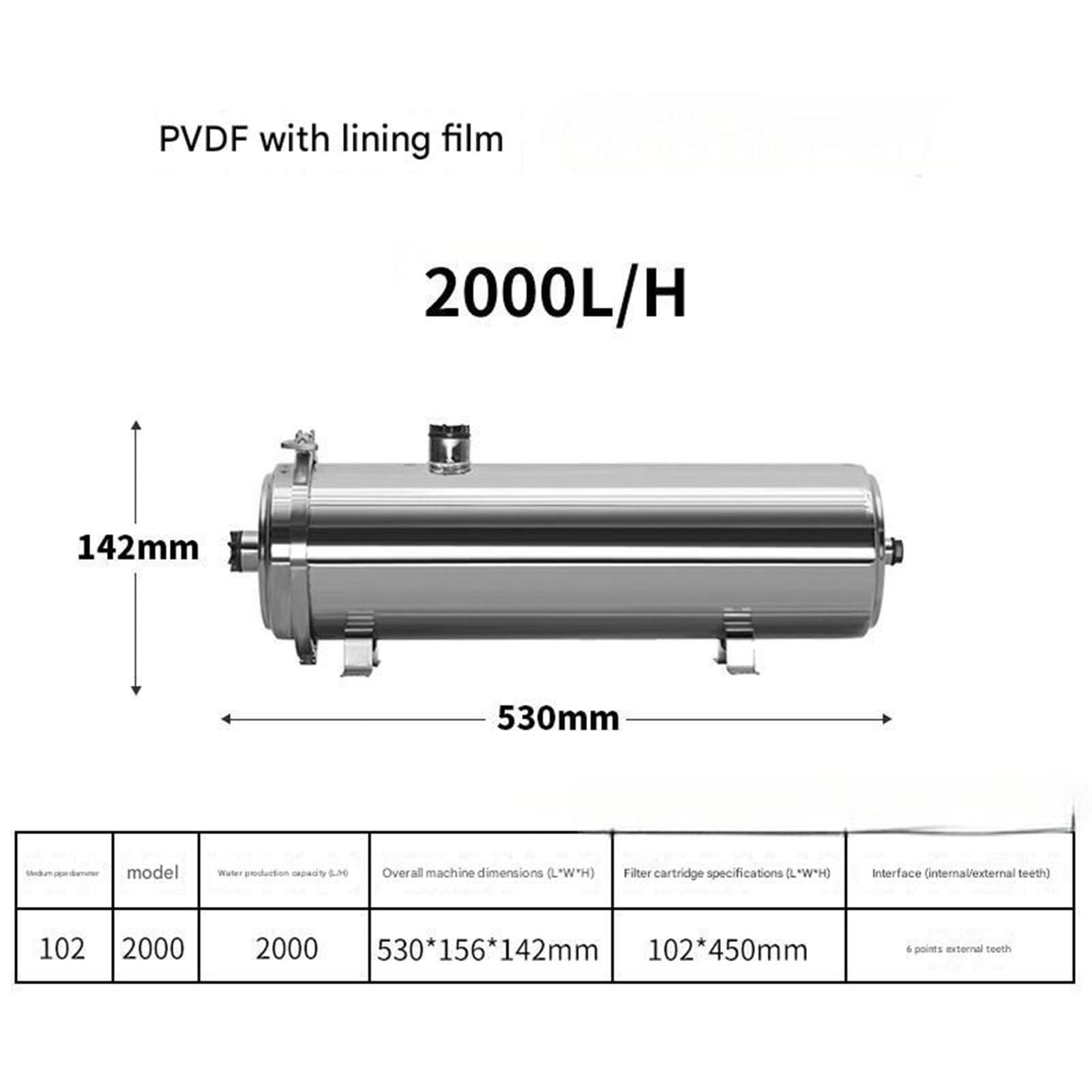 Purificador de agua ultrafiltración, filtros acero inoxidable 2000L, purificadores cocina membrana 0,01μm en el sabor del agua. Fácil instalación