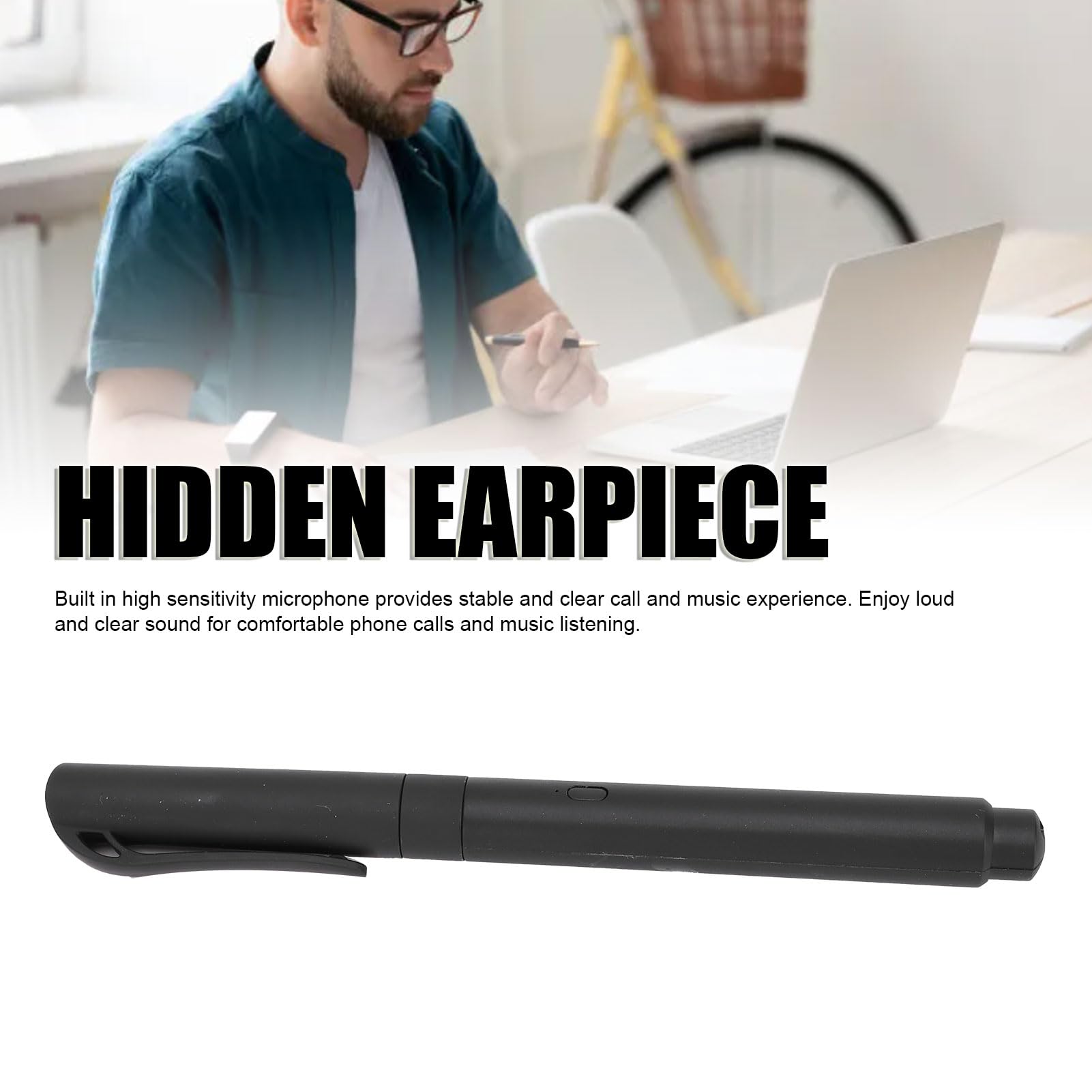 Auricular con Bolígrafo Bluetooth, Auricular Inalámbrico ABS 2 en 1 con Micrófono Incorporado, Batería de Bolígrafo de 170 MAh, Uso de 4 Horas para Reuniones de Negocios, Llamadas Diarias