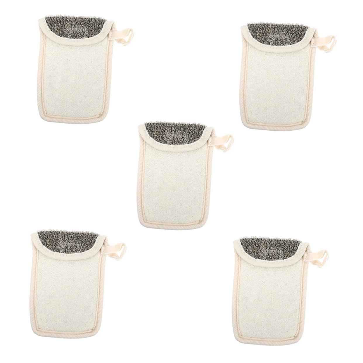 Black Linen Soap Pouch Set of 5 Exfoliating Mesh Soap Net for Foaming for Bath Face Cleansing