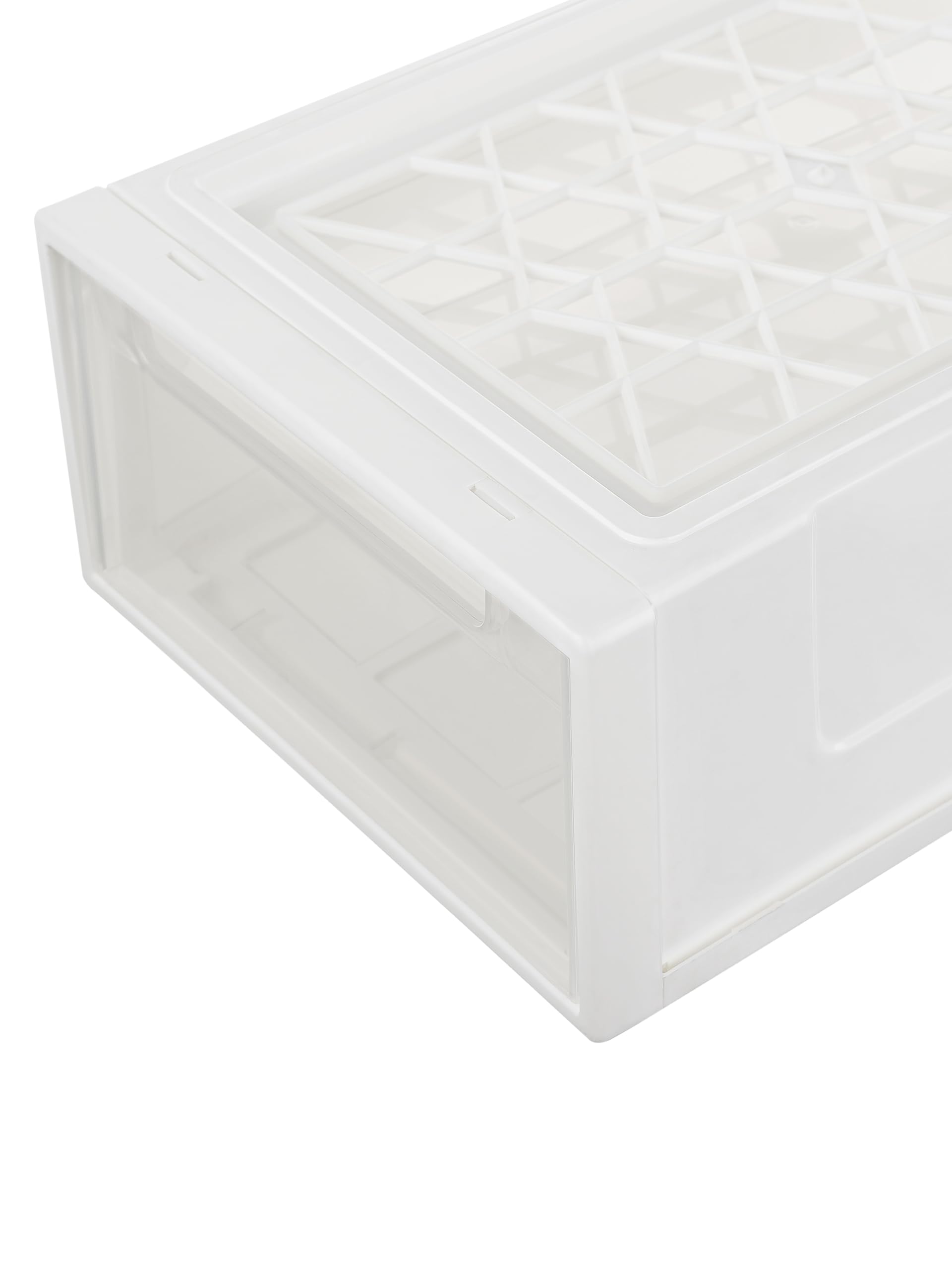 Cetomo 14L*3 Cajones de Almacenamiento de Plástico, Organizadores para Escritorio de Oficina, Caja de Almacenamiento, Torre Apilable para Cosméticos, Resistente, Blanco, Transparente, 14L-3 Unidades
