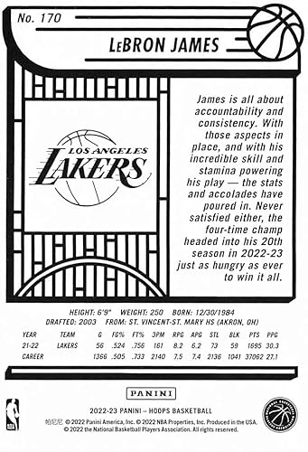 Miniatura 2 de 2022-23 Panini NBA Hoops 170 LeBron James