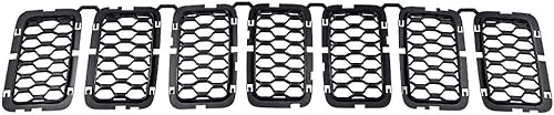 Miniatura 9 de 7 piezas de rejilla frontal de nido de abeja negro para parrilla de coche compatible con Jeep Grand Cherokee 2017 2018 2019 2020 2021