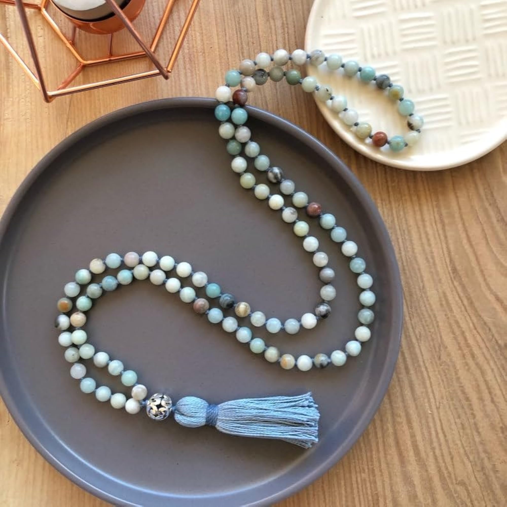 Natural Amazonite Beaded Handmade Prayer Mala, 108+1 Beads
