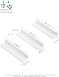 SONGMICS Wall Shelf 3 Set Floating Shelves Ledge for Picture Frames and Books, 38 x 10 cm, MDF White LWS38WT - 6