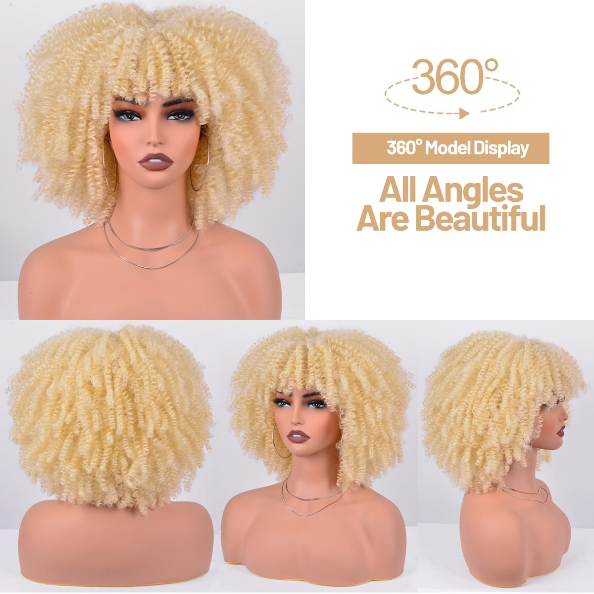 Short Curly Bob Wig with Bangs Heat Resistant Natural Looking Hair Replacement Amazon.com : Veally Short Wavy Bob Wigs with Bangs for Women  main image 2