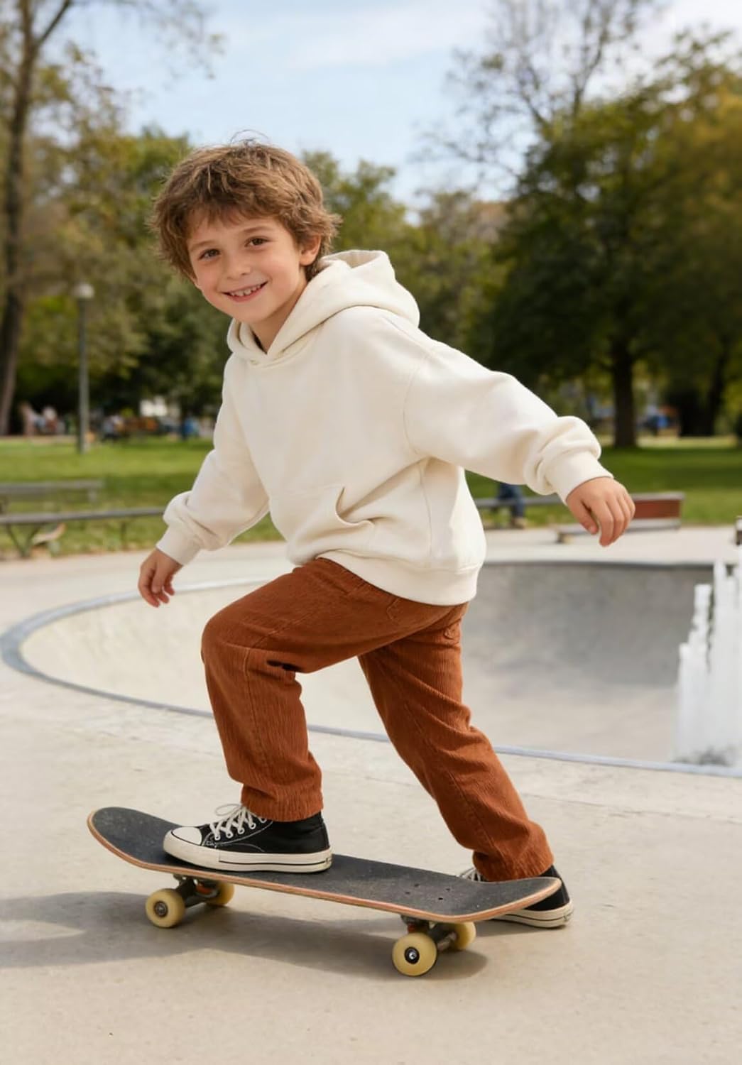 Boys Corduroy Pants Slim Fit Casual Pants for Kids Classic Flat Front Suit Trousers with Adjustable Waist