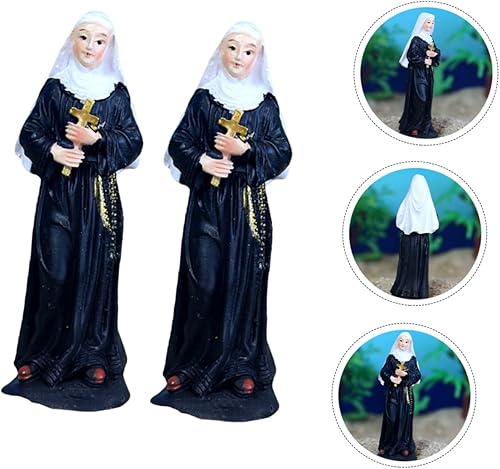 Miniatura 7 de Estatua virgen de monja, decoración de escritorio, decoración para salas de casa, manualidades de resina, estatuas de bendita madre, estatuas