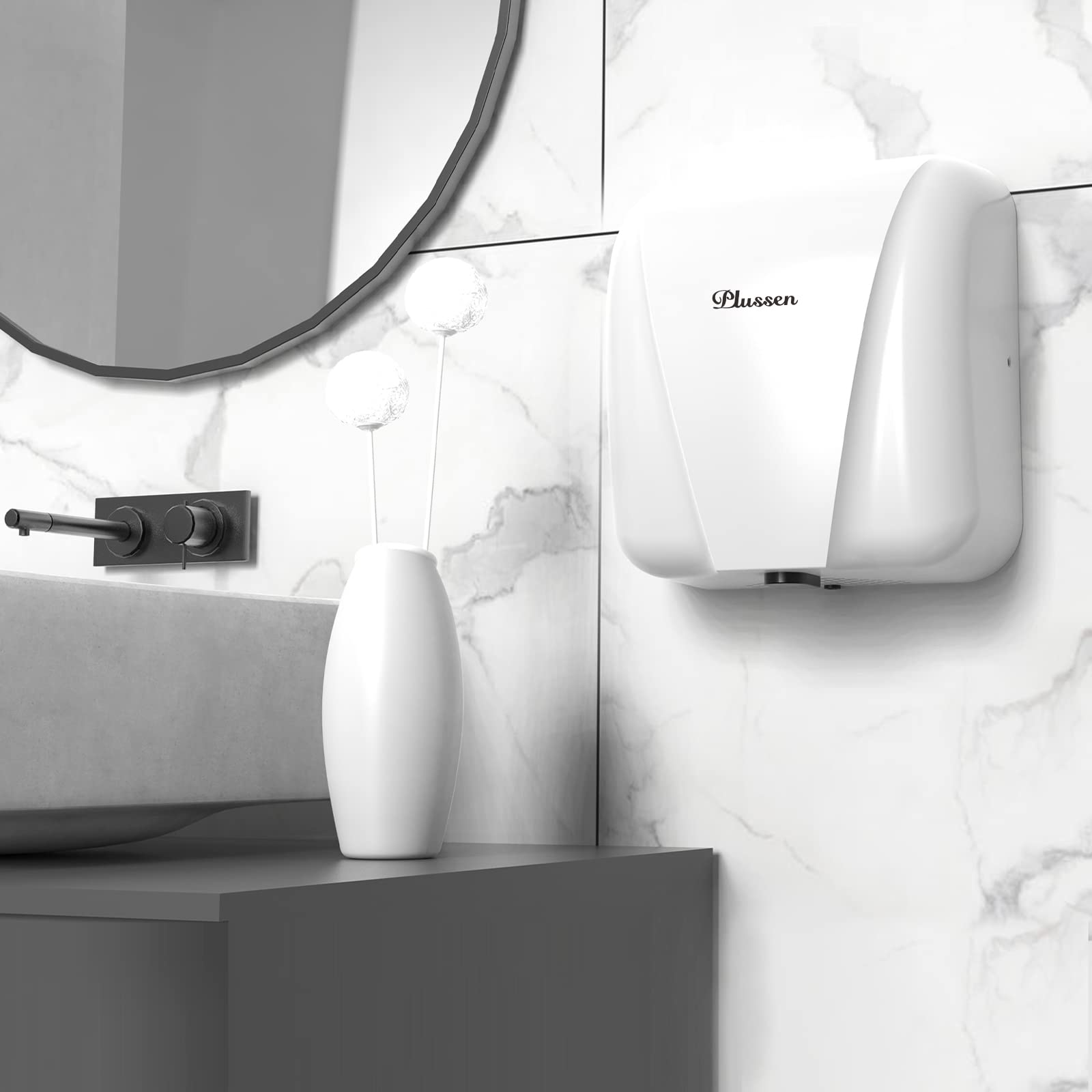Professionale Asciugamani Elettrico Automatico con fotocellula, Design Elegante Finitura in Acciaio Inox Asciugatura Rapida 7-10 Secondi,1800W