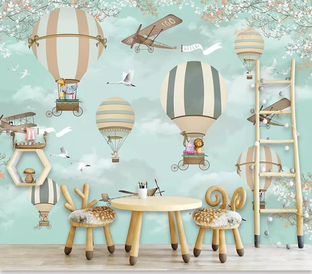 Fototapete 3d effekt Cartoon-Luftballons für Kinder-200 x 200 cm-XXL Wanddeko Wandbild Wandtapete Wohnzimmer Schlafzimmer Dekoration
