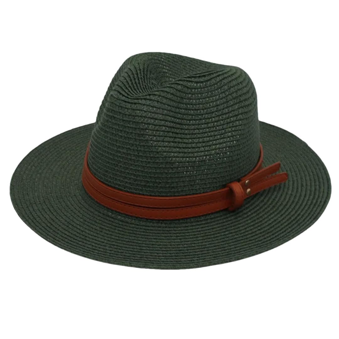 LCUVIMPEX Bucket Hats， Unisex Wide Brim Straw Panama Sun Hat Multicolor(Dark En8)