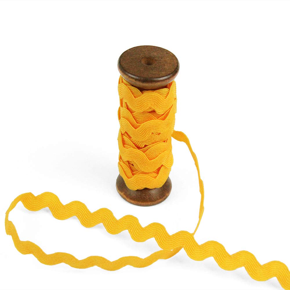 3 Yards of POLLY 8mm Rigid Ric-Rac Trim on a Wooden Spool, Daffodil