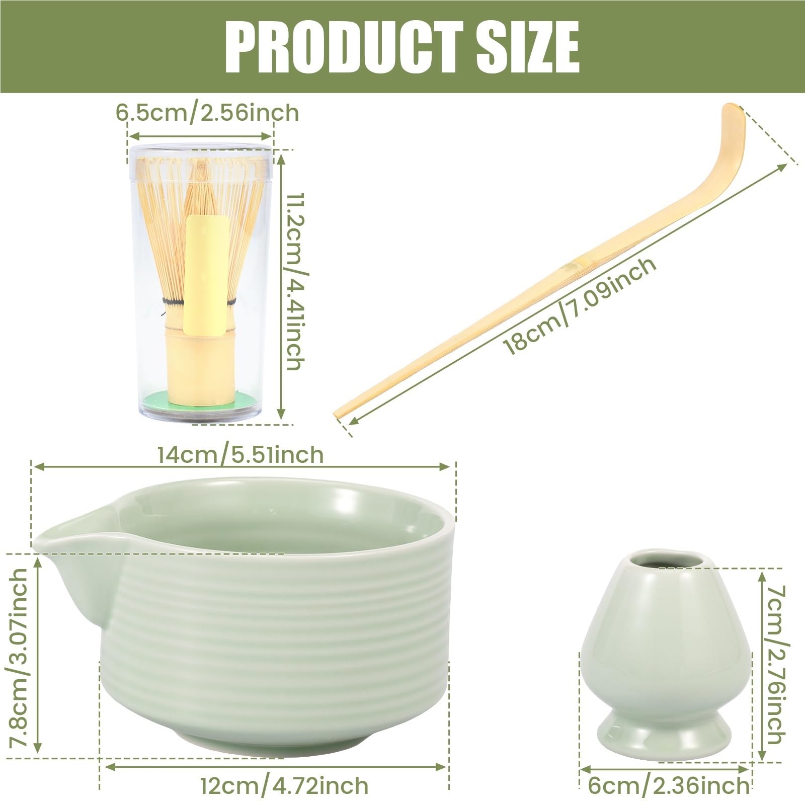 Juego de 4 herramientas for preparar té matcha, batidor de matcha, con cuchara, soporte y cuenco for principiantes y entusiastas. Juego de Té Matcha(White)