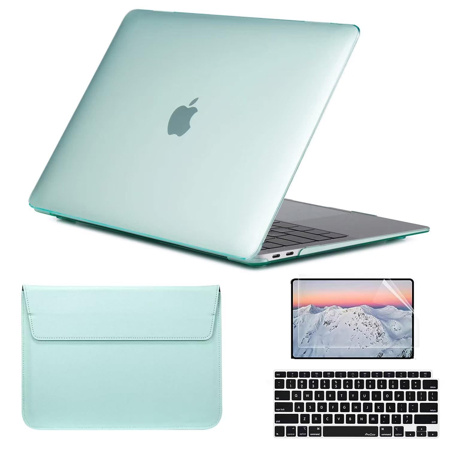 Carcasa MacBook Air 13 con protector de teclado y funda verde para modelos A1369 A1466 7