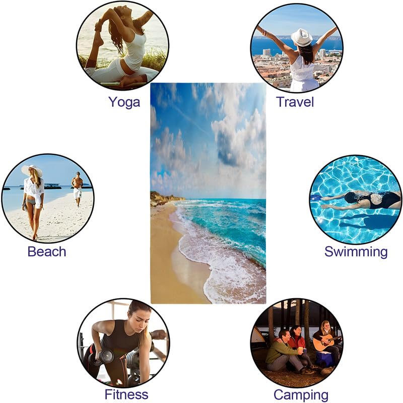 Telo mare oceano, extra large, in microfibra, ad asciugatura rapida, per piscina, palestra, senza sabbia, assorbente, per bagno, viaggi, campeggio, sport, 100 x 180 cm