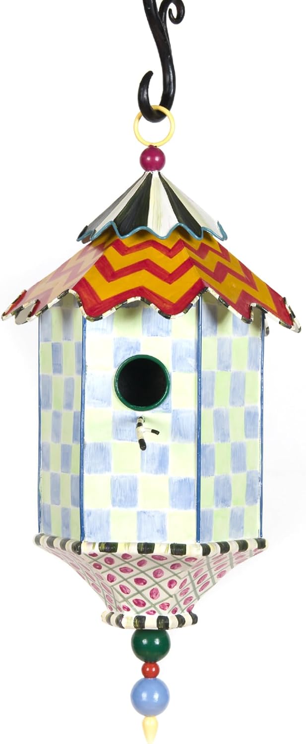 MACKENZIE-CHILDS Birdhouse, Decorative Metal Birdhouse for Outdoors, Flyer’s Folly