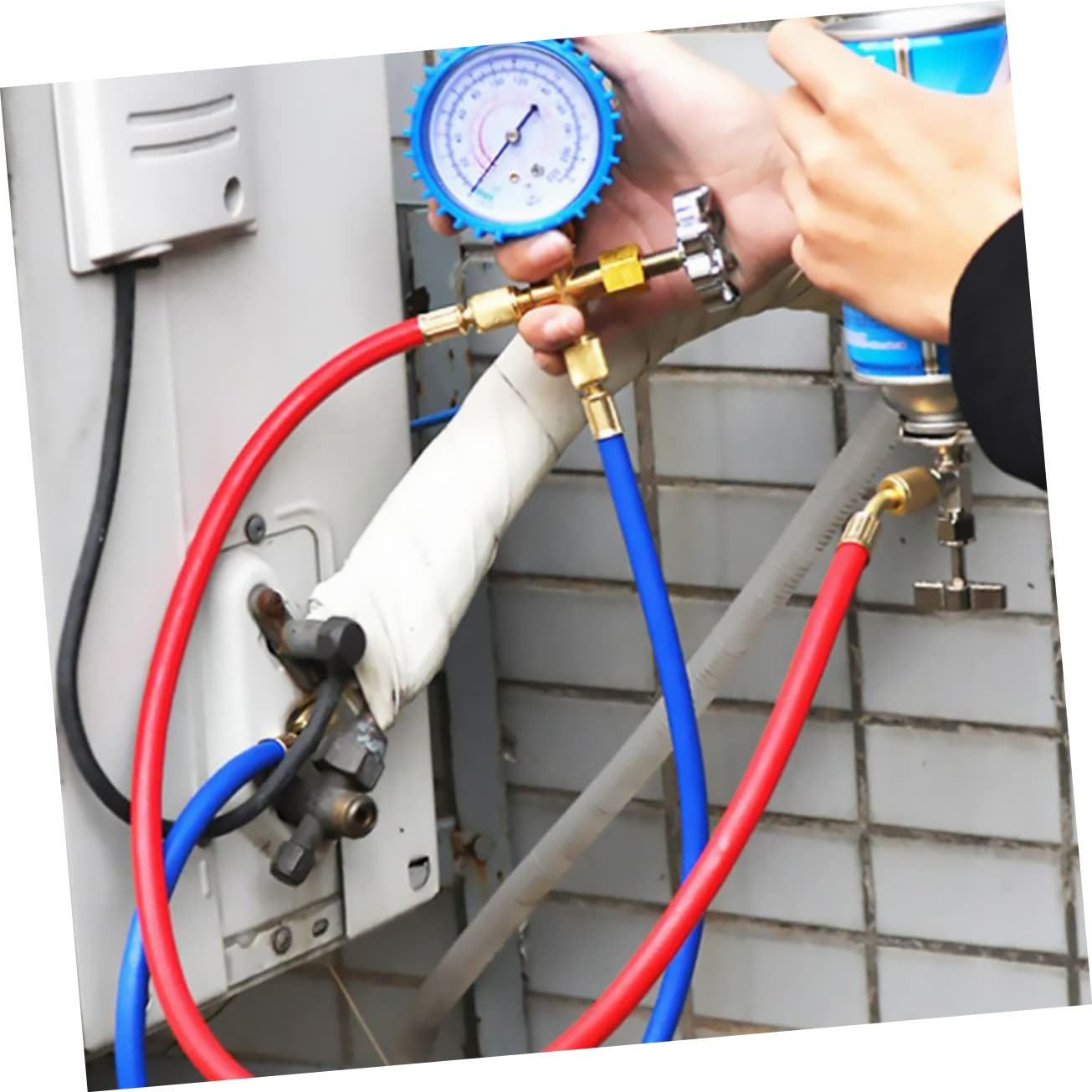 DECHOUS Manifold Gauge Set for Car Air Conditioning Repair Automotive Recharge Tool Kit with Pressure Gauge Compatible Essential Maintenance Equipment