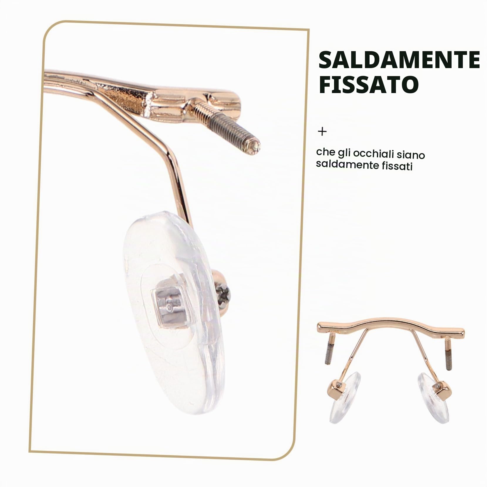 3pezzi Ponte per Occhiali in Metallo Leggero e Acrilico Design Minimalista, Supporto per Riparazione e Manutenzione di Occhiali senza Montatura