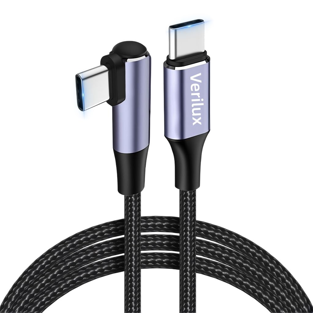 Verilux® 9.8FT Right Angle C Type Charger Cable, PD 100W Type C Cable Fast Charging, 480Mbps Data Cable C Type Fast Charging, Nylon Braided USB C Cable Fast Charging for iPhone 16/15, Galaxy 25/24-image-22